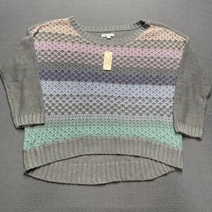 American Eagle Outfitters Sweater Womens‎ XL Gray Pastel Stripe Knit Cotton